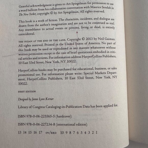 The Ocean At The End Of The Lane Hardcover Book Neil Gaiman Signed First Edition - Picture 4 of 16